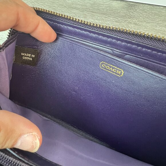 Rare Color Coach Madison Purple Gathered Leather Accordian Wallet 46481 - Picture 7 of 7